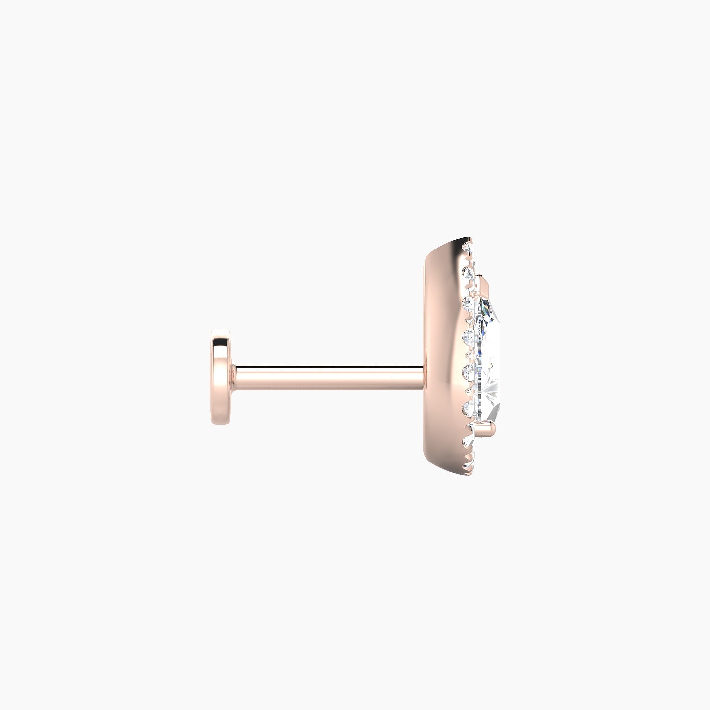 Eirene | 18k Rose Gold 9.5 mm 6.5 mm Halo Pear Diamond Piercing