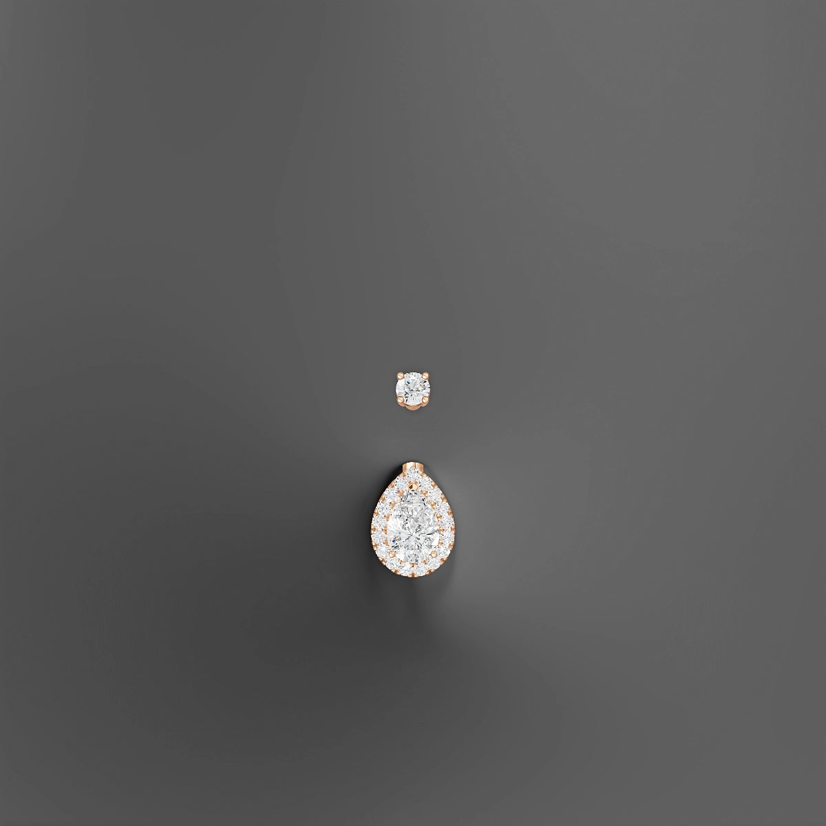 Eirene | 18k Rose Gold 9 mm 8 mm Halo Pear Diamond Belly Piercing