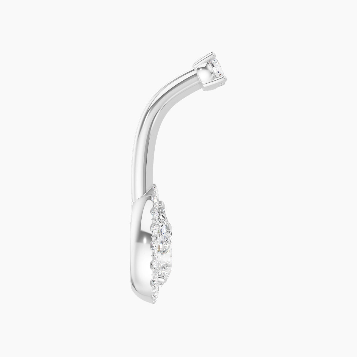 Eirene | 18k White Gold 9 mm 8 mm Halo Pear Diamond Belly Piercing