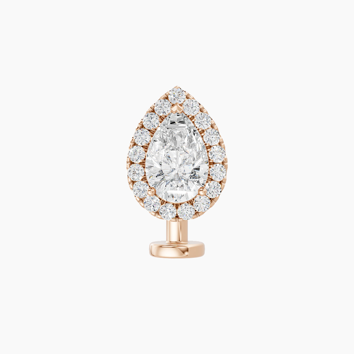 Eirene | 18k Rose Gold 9.5 mm 8 mm Halo Pear Diamond Floating Navel Piercing