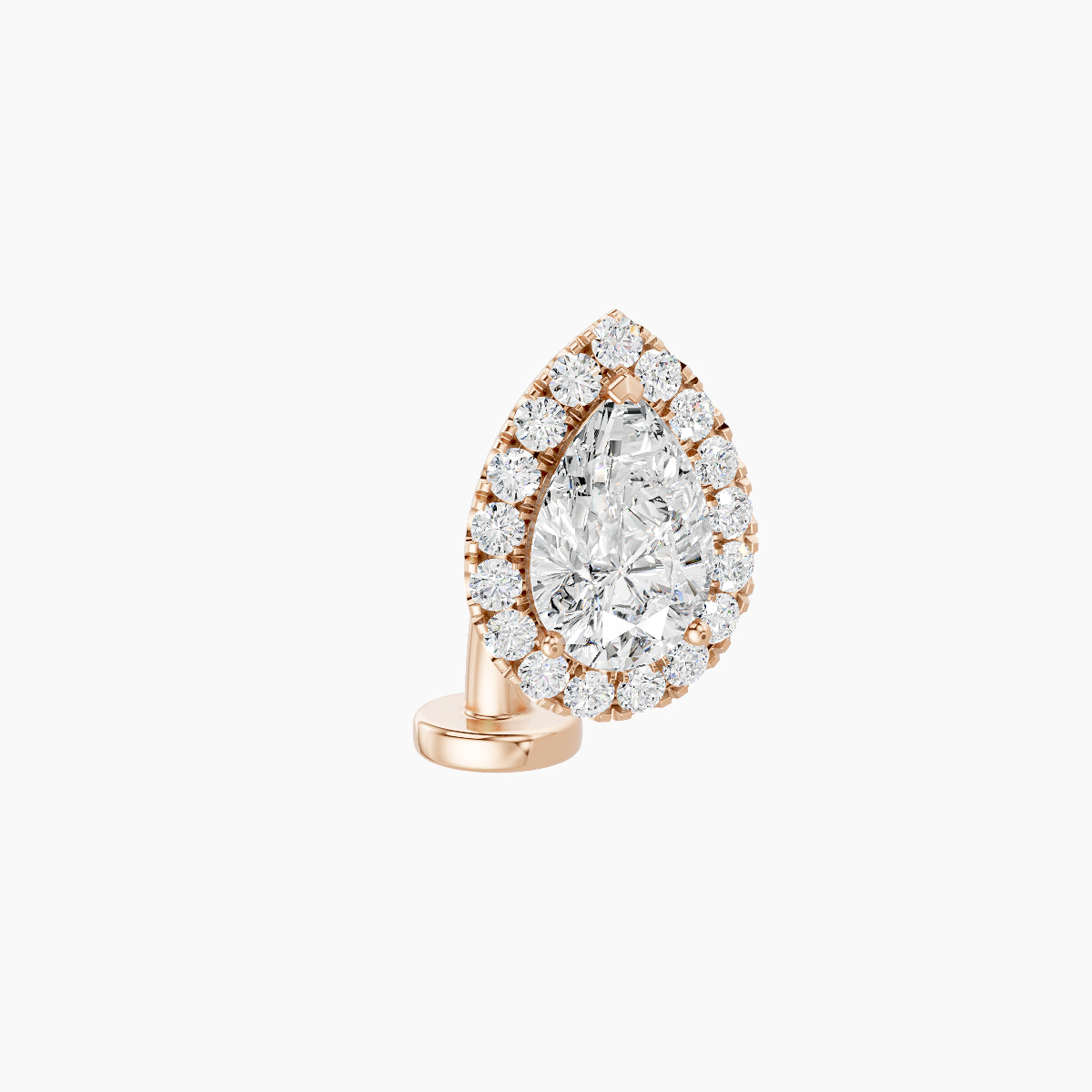 Eirene | 18k Rose Gold 9.5 mm 8 mm Halo Pear Diamond Floating Navel Piercing