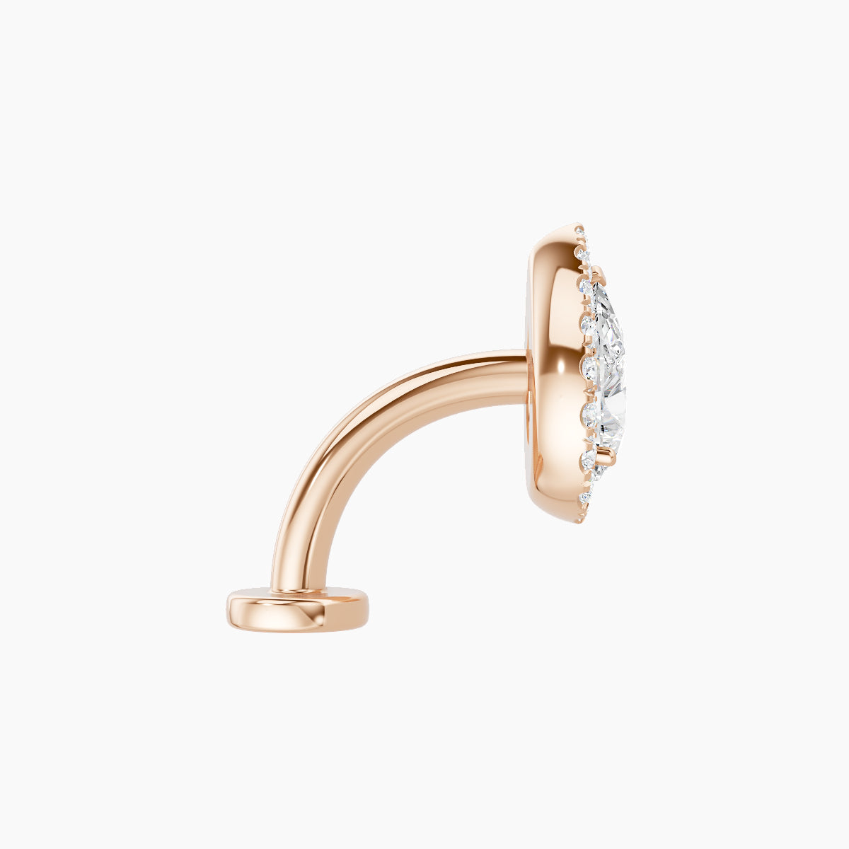 Eirene | 18k Rose Gold 9.5 mm 8 mm Halo Pear Diamond Floating Navel Piercing