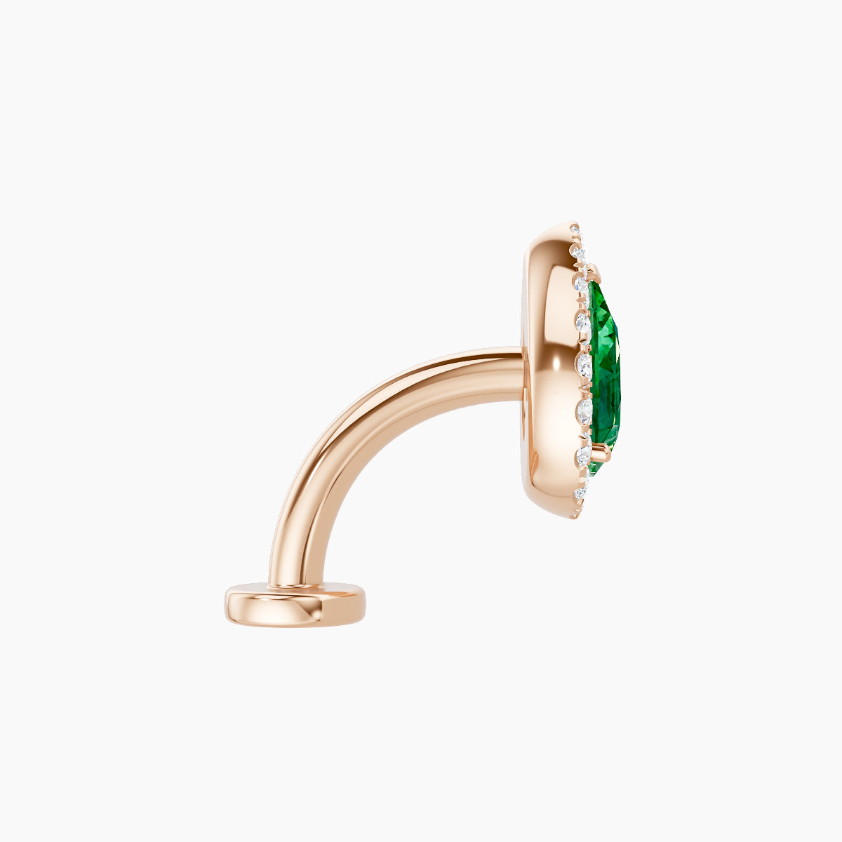 Eirene | 18k Rose Gold 8 mm 9.5 mm Halo Pear Emerald & Diamond Floating Navel Piercing