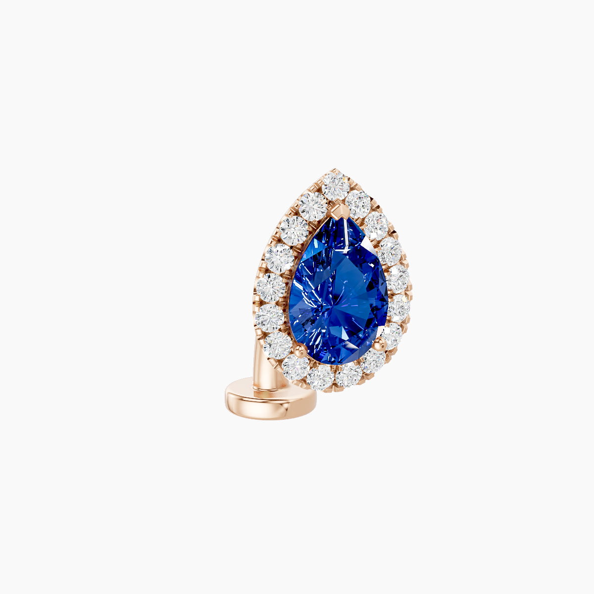 Eirene | 18k Rose Gold 8 mm 9.5 mm Halo Pear Sapphire & Diamond Floating Navel Piercing