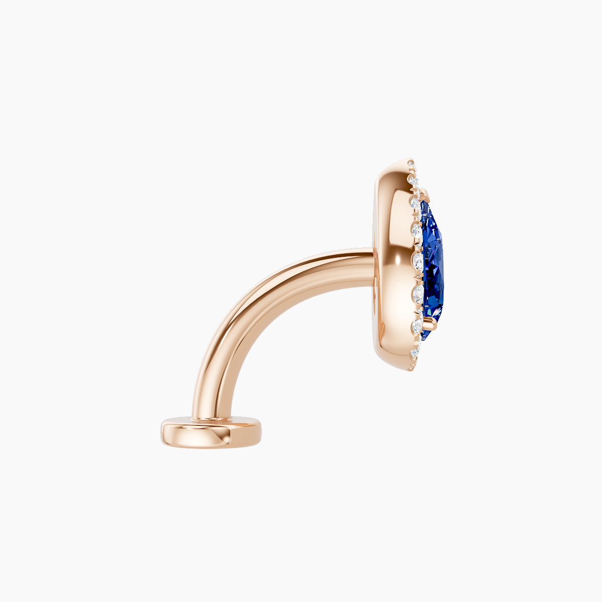 Eirene | 18k Rose Gold 8 mm 9.5 mm Halo Pear Sapphire & Diamond Floating Navel Piercing