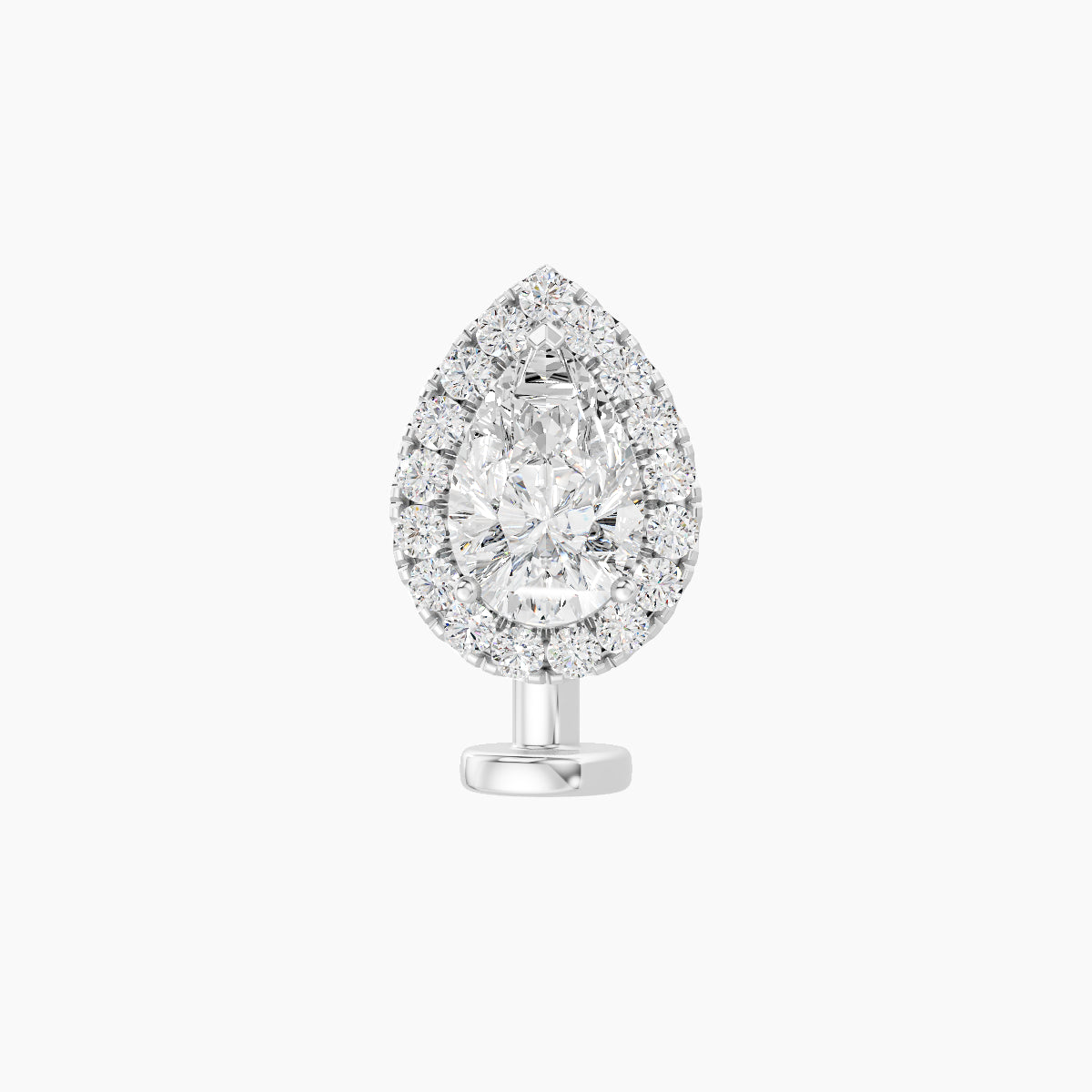 Eirene | 18k White Gold 9.5 mm 8 mm Halo Pear Diamond Floating Navel Piercing