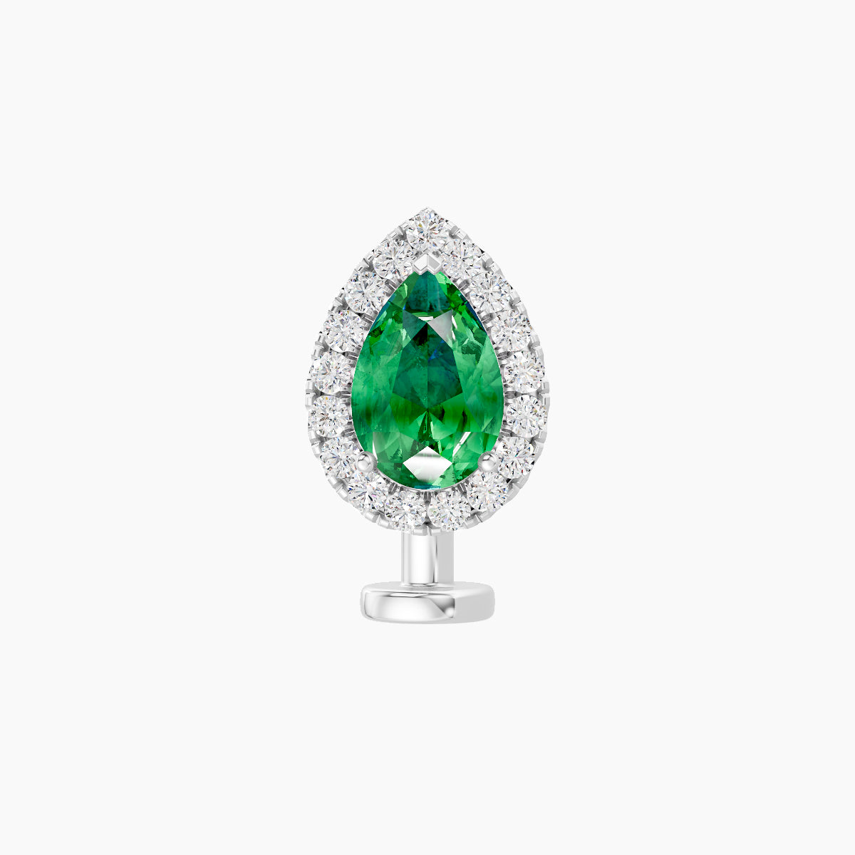 Eirene | 18k White Gold 8 mm 9.5 mm Halo Pear Emerald & Diamond Floating Navel Piercing