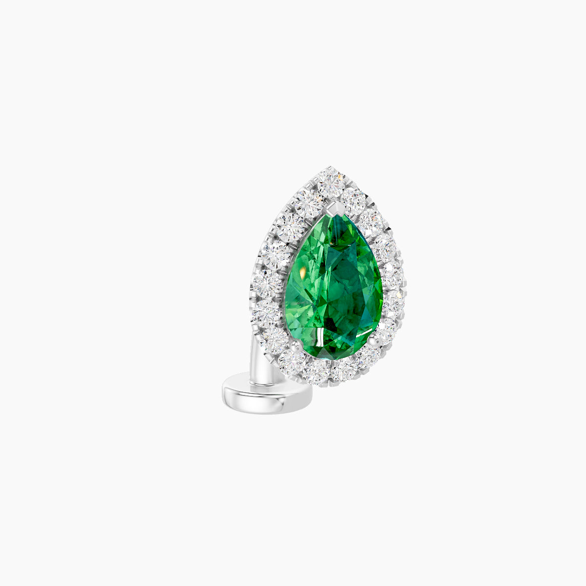 Eirene | 18k White Gold 8 mm 9.5 mm Halo Pear Emerald & Diamond Floating Navel Piercing