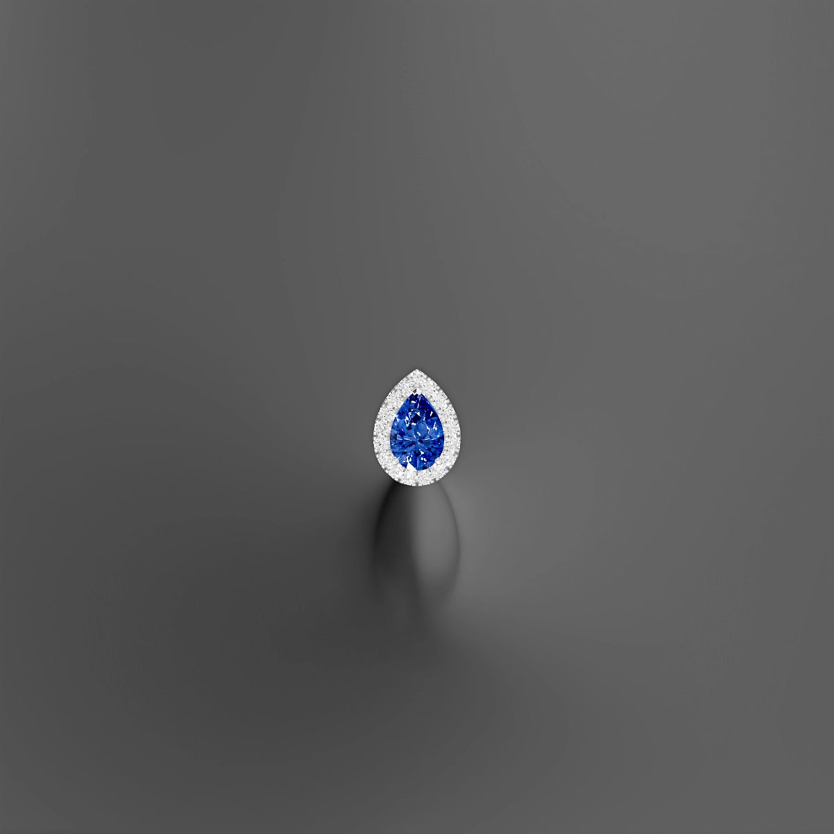 Eirene | 18k White Gold 8 mm 9.5 mm Halo Pear Sapphire & Diamond Floating Navel Piercing