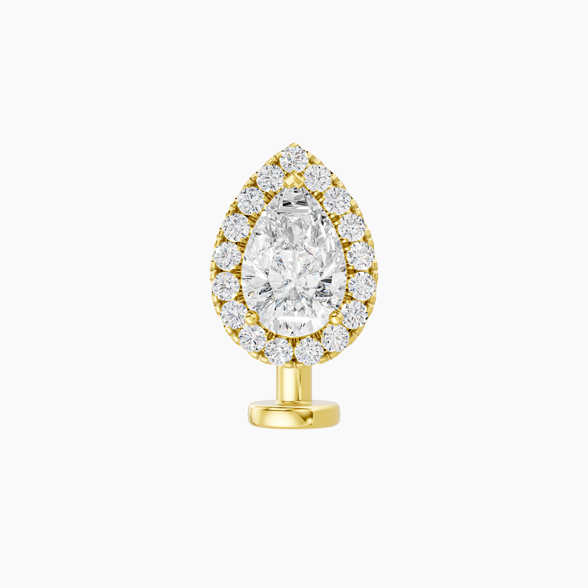 Eirene | 18k Yellow Gold 9.5 mm 8 mm Halo Pear Diamond Floating Navel Piercing