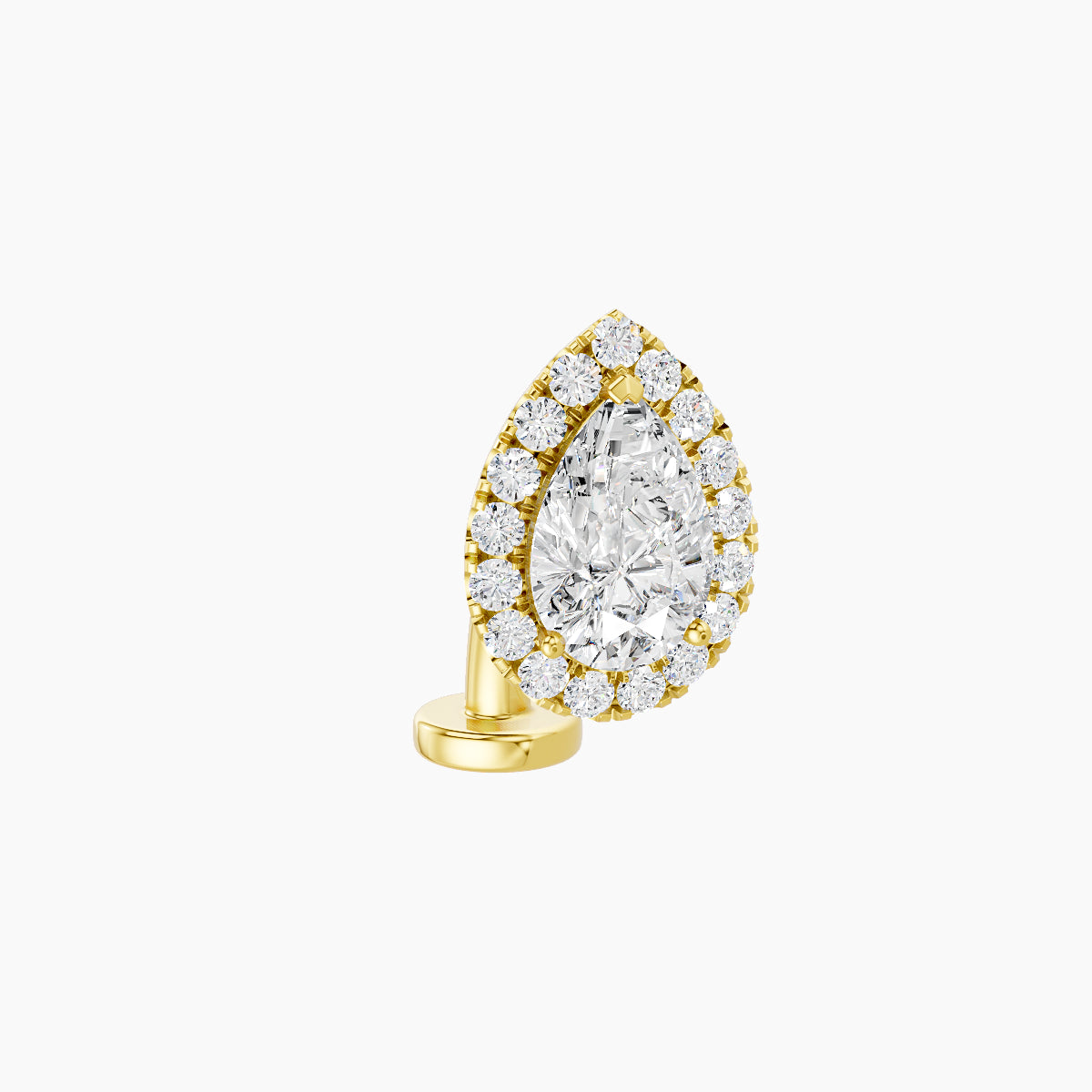 Eirene | 18k Yellow Gold 9.5 mm 8 mm Halo Pear Diamond Floating Navel Piercing