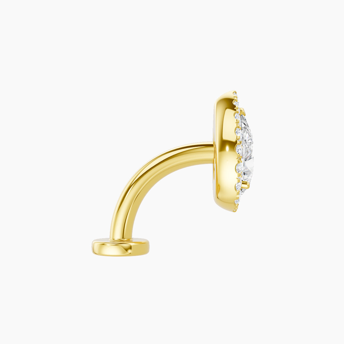 Eirene | 18k Yellow Gold 9.5 mm 8 mm Halo Pear Diamond Floating Navel Piercing