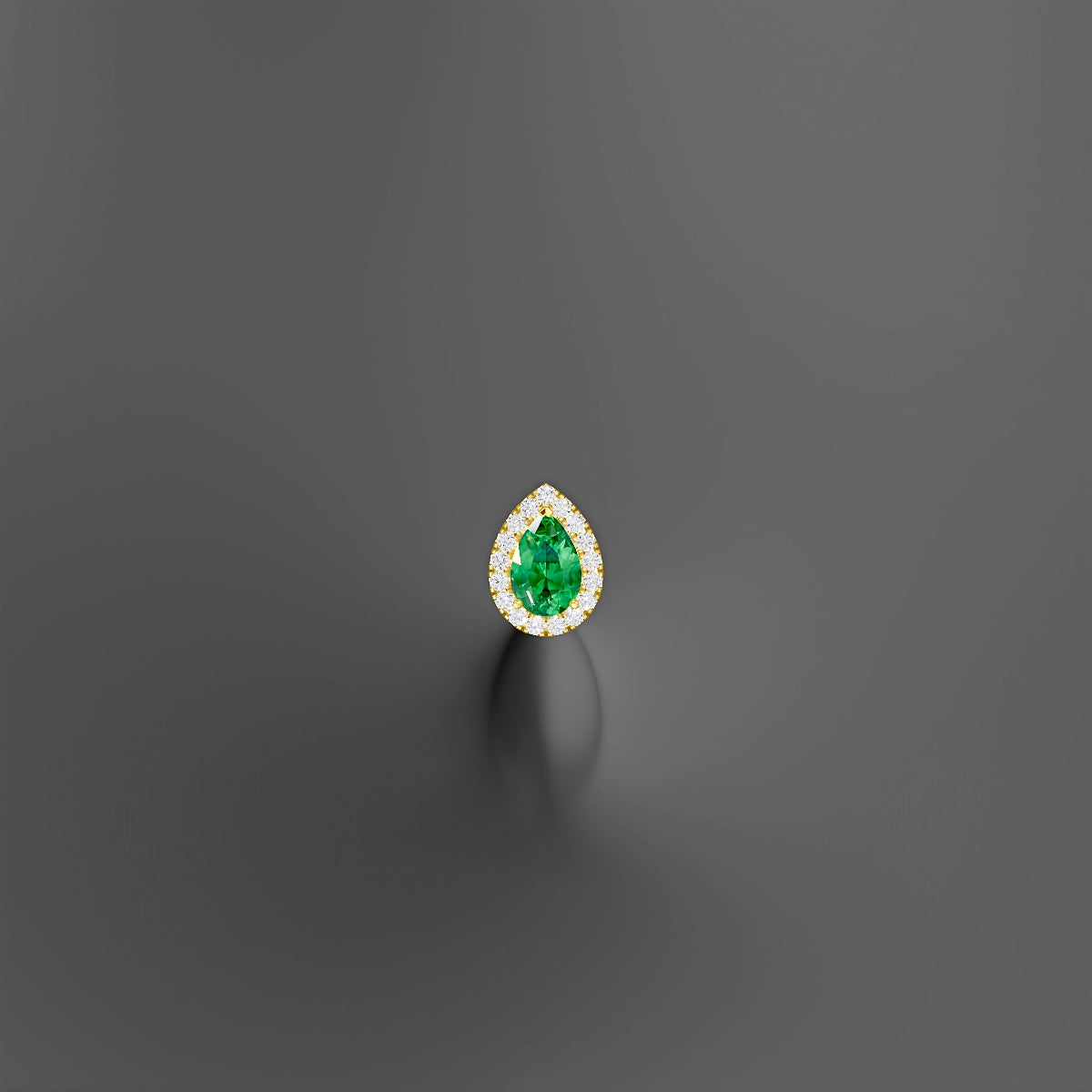 Eirene | 18k Yellow Gold 8 mm 9.5 mm Halo Pear Emerald & Diamond Floating Navel Piercing