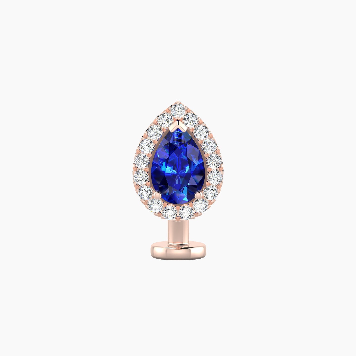 Eirene | 18k Rose Gold 8 mm 9.5 mm Halo Pear Sapphire & Diamond Floating Navel Piercing