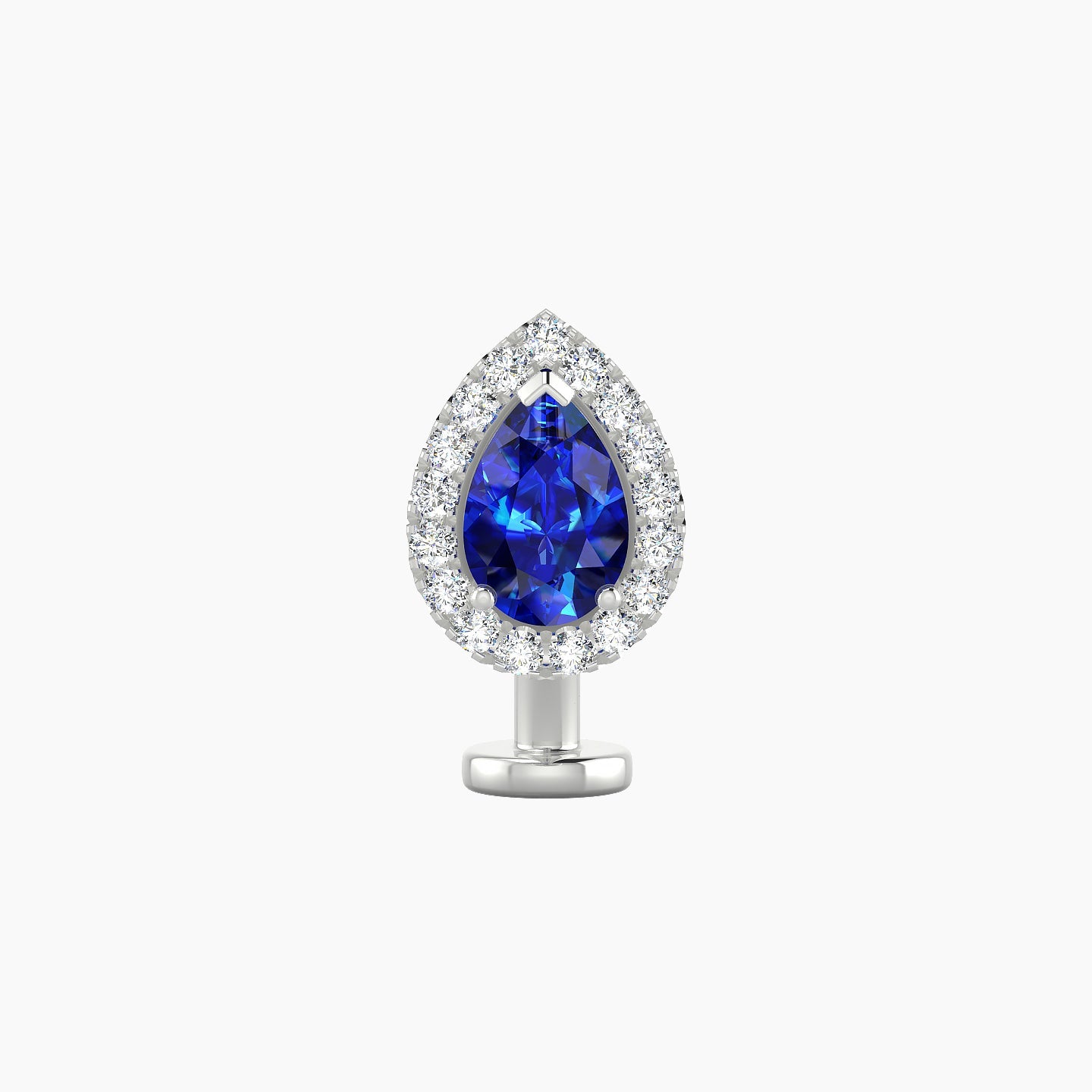 Eirene | 18k White Gold 8 mm 9.5 mm Halo Pear Sapphire & Diamond Floating Navel Piercing