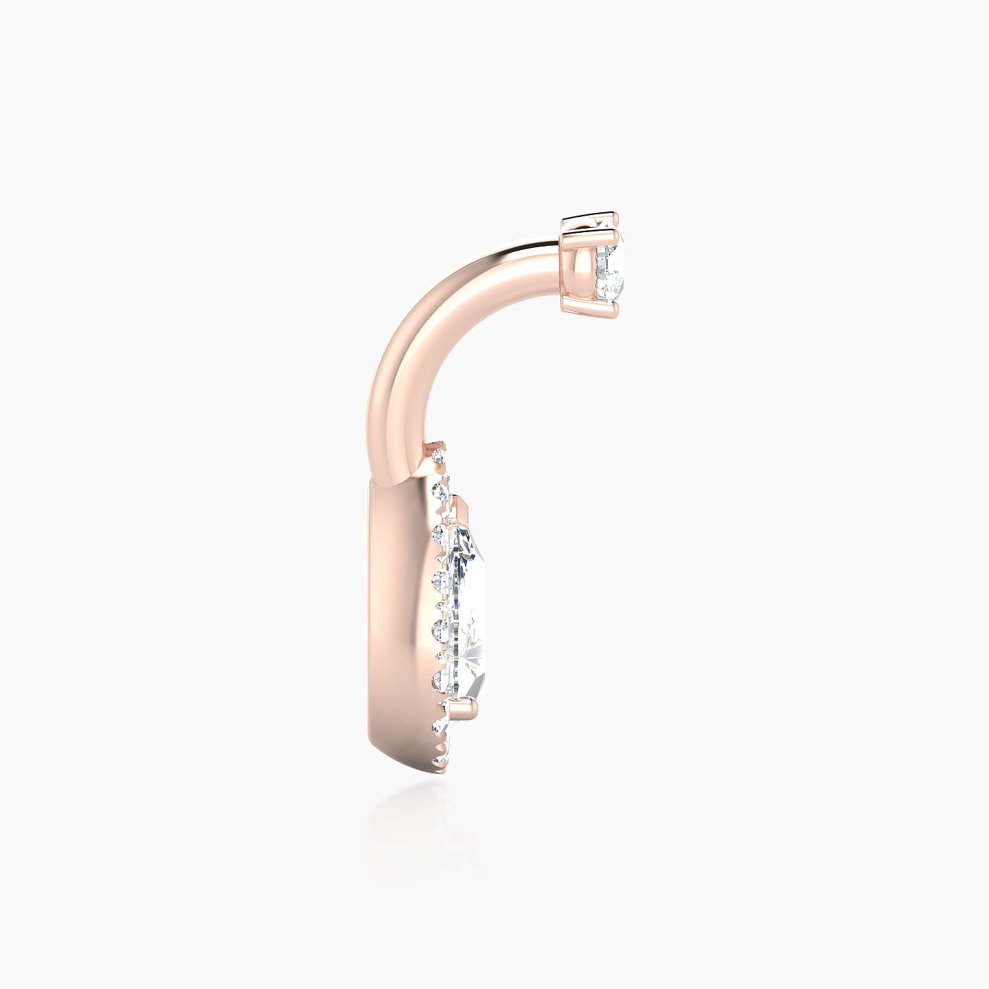 Eirene | 18k Rose Gold 8 mm 9.5 mm Halo Pear Diamond Navel Piercing