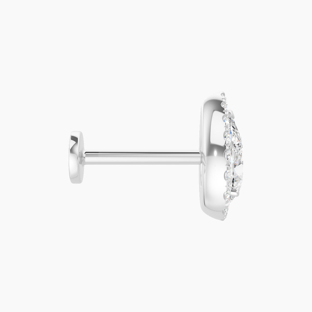 Eirene | 18k White Gold 9.5 mm 8 mm Halo Pear Diamond Piercing