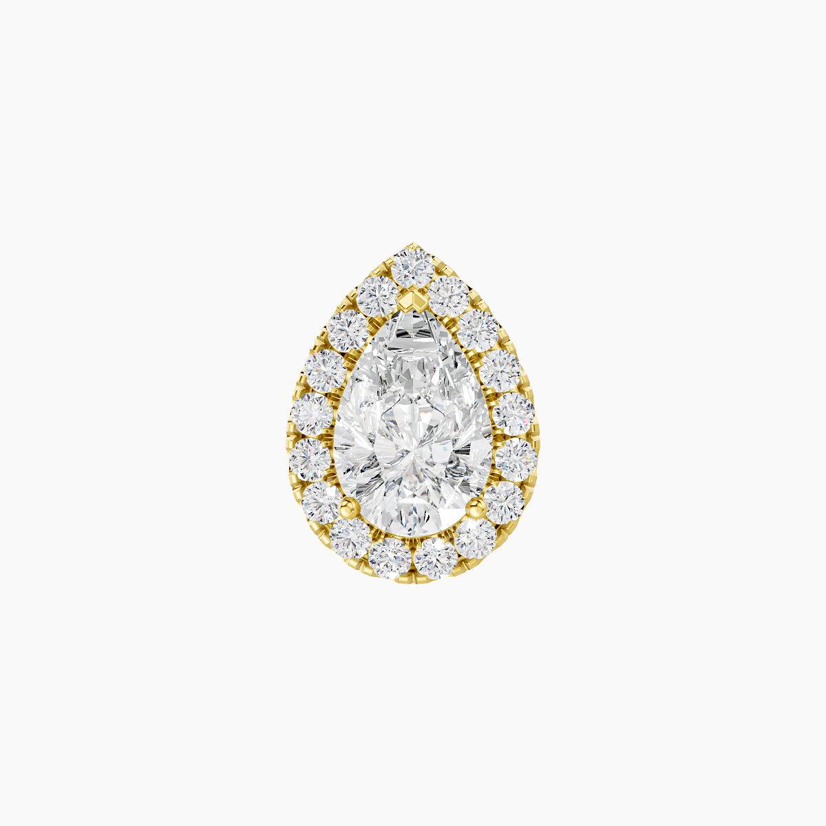 Eirene | 18k Yellow Gold 9.5 mm 8 mm Halo Pear Diamond Piercing