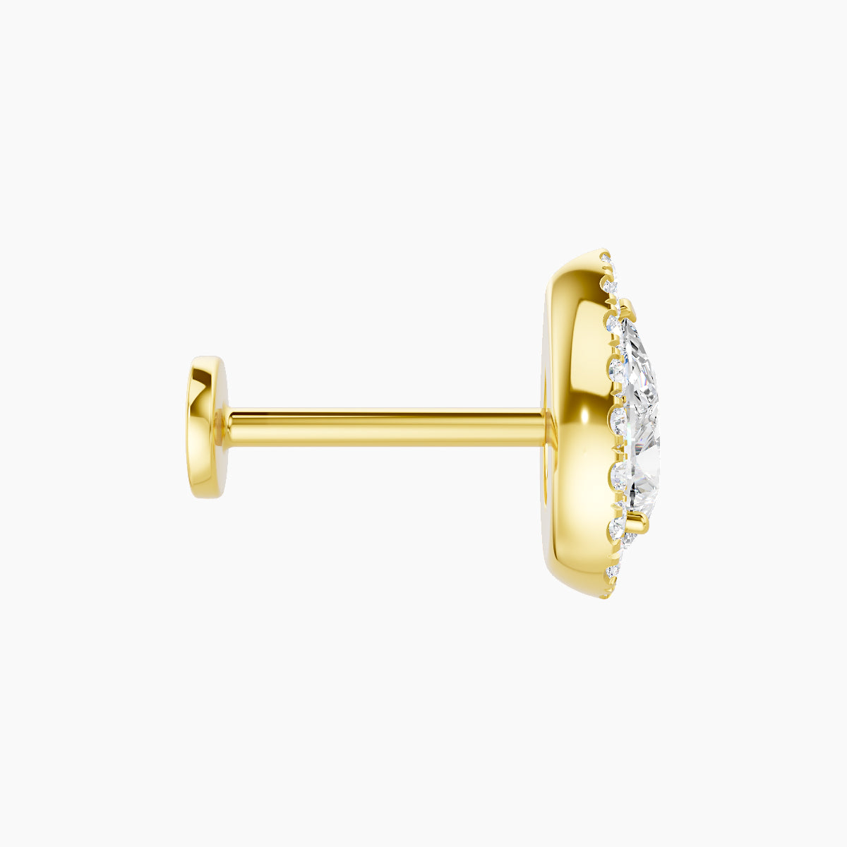Eirene | 18k Yellow Gold 9.5 mm 8 mm Halo Pear Diamond Piercing