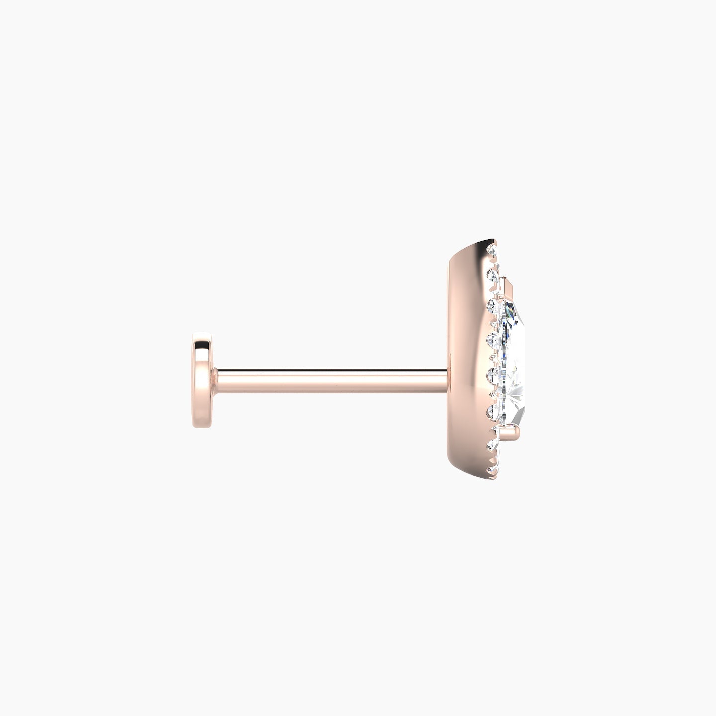 Eirene | 18k Rose Gold 9.5 mm 8 mm Halo Pear Diamond Piercing