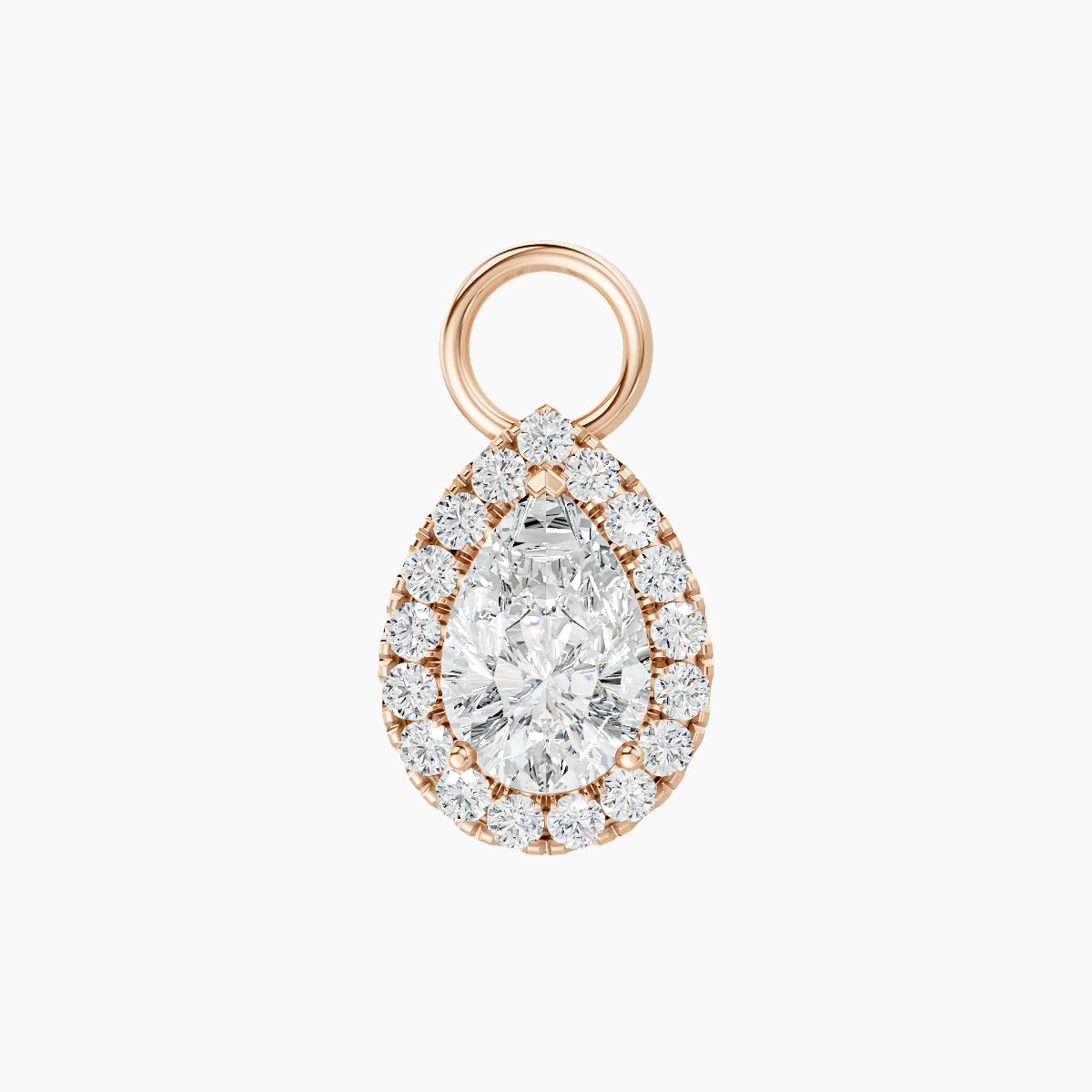 Eirene | 18k Rose Gold 9.5 mm Halo Pear Diamond Charm