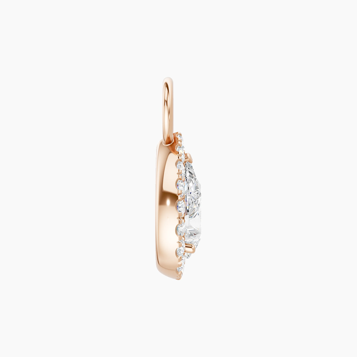 Eirene | 18k Rose Gold 9.5 mm Halo Pear Diamond Charm