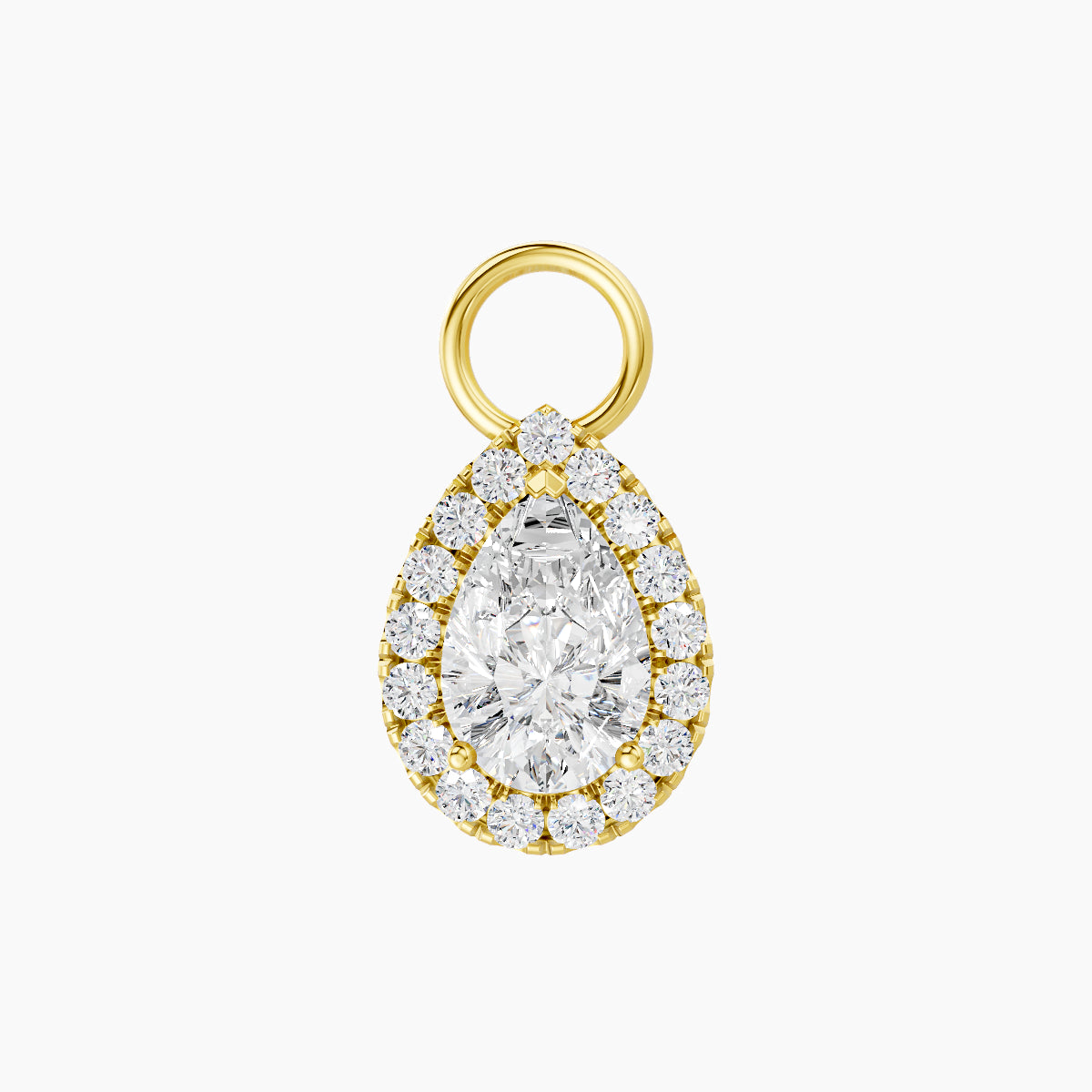 Eirene | 18k Yellow Gold 9.5 mm Halo Pear Diamond Charm