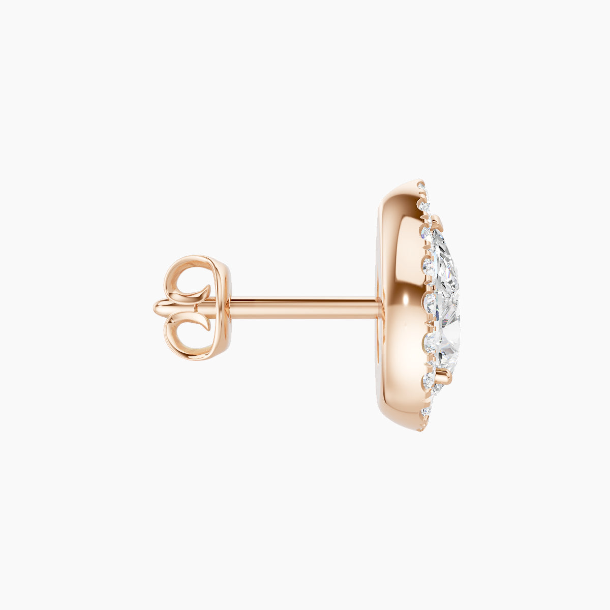 Eirene | 18k Rose Gold 9.5 mm Halo Pear Diamond Earring
