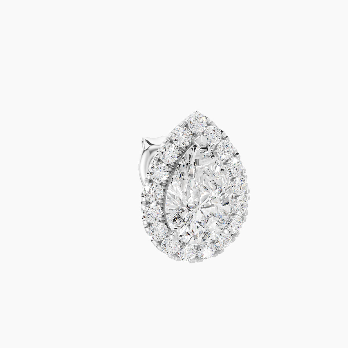 Eirene | 18k White Gold 9.5 mm Halo Pear Diamond Earring