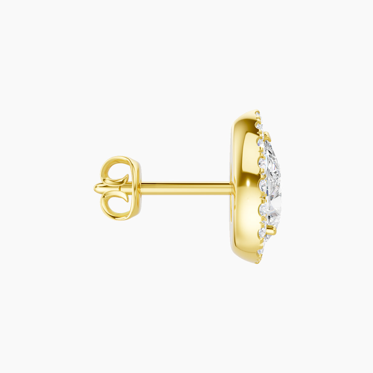 Eirene | 18k Yellow Gold 9.5 mm Halo Pear Diamond Earring