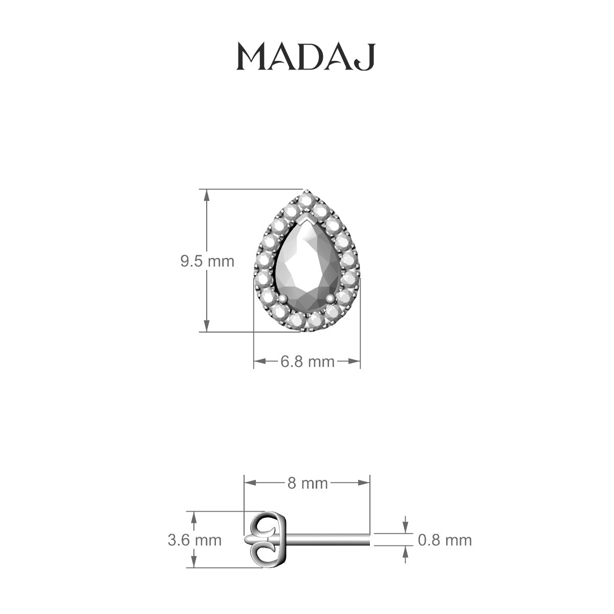 Eirene | 18k Yellow Gold 9.5 mm Halo Pear Diamond Earring