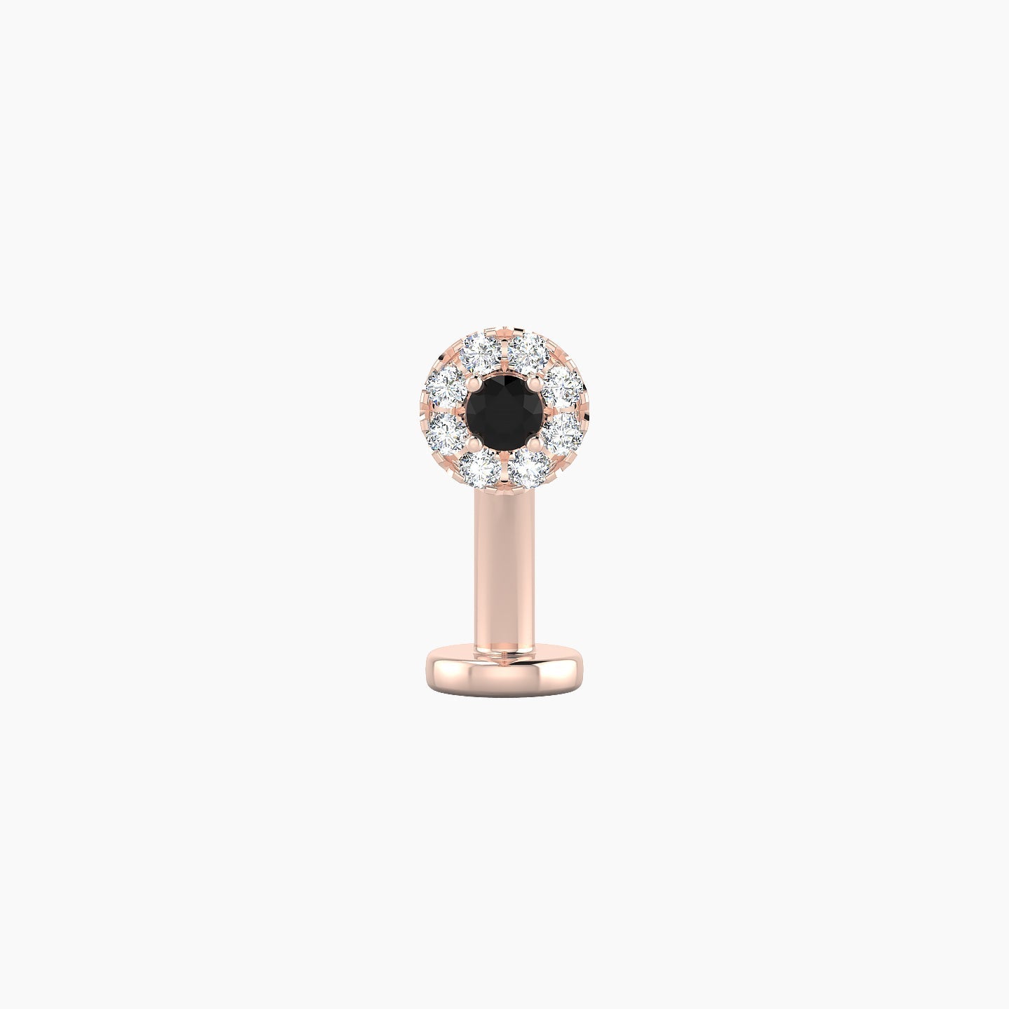 Eirene | 18k Rose Gold 10 mm 4.5 mm Halo Round Black Diamond & Diamond Floating Navel Piercing