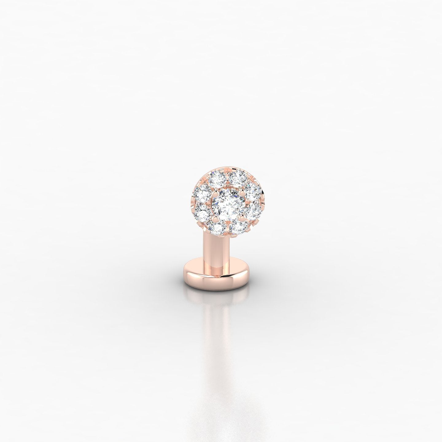 Eirene | 18k Rose Gold 10 mm 5 mm Halo Round Diamond Floating Navel Piercing