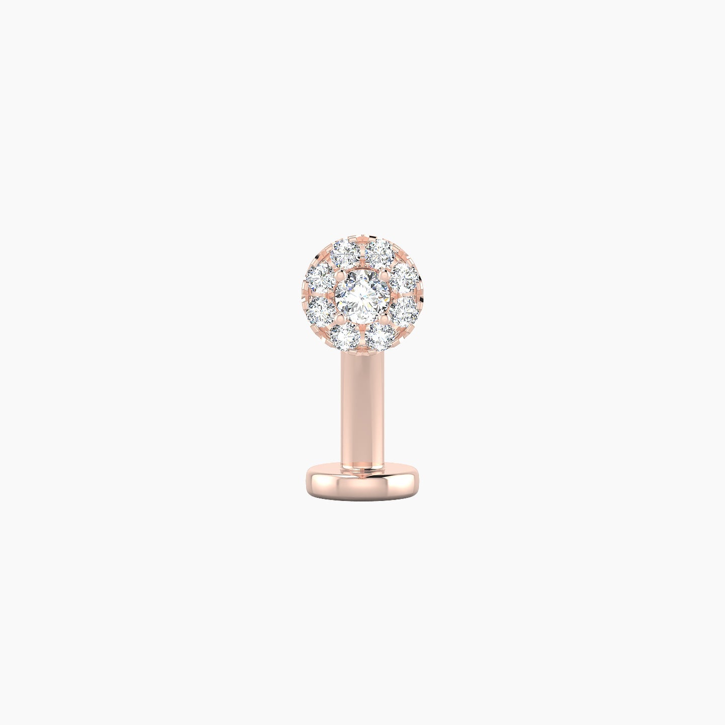 Eirene | 18k Rose Gold 5 mm 10 mm Halo Round Diamond Floating Navel Piercing