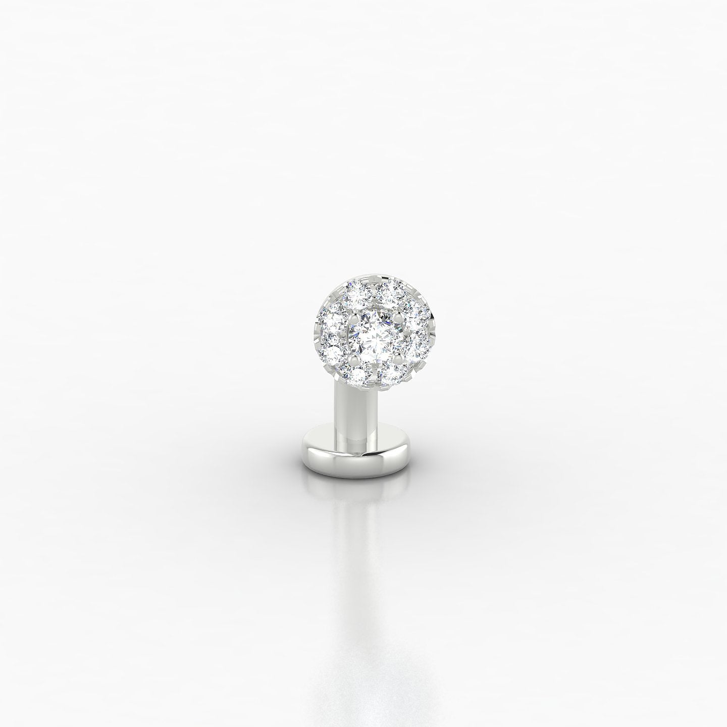 Eirene | 18k White Gold 10 mm 5 mm Halo Round Diamond Floating Navel Piercing