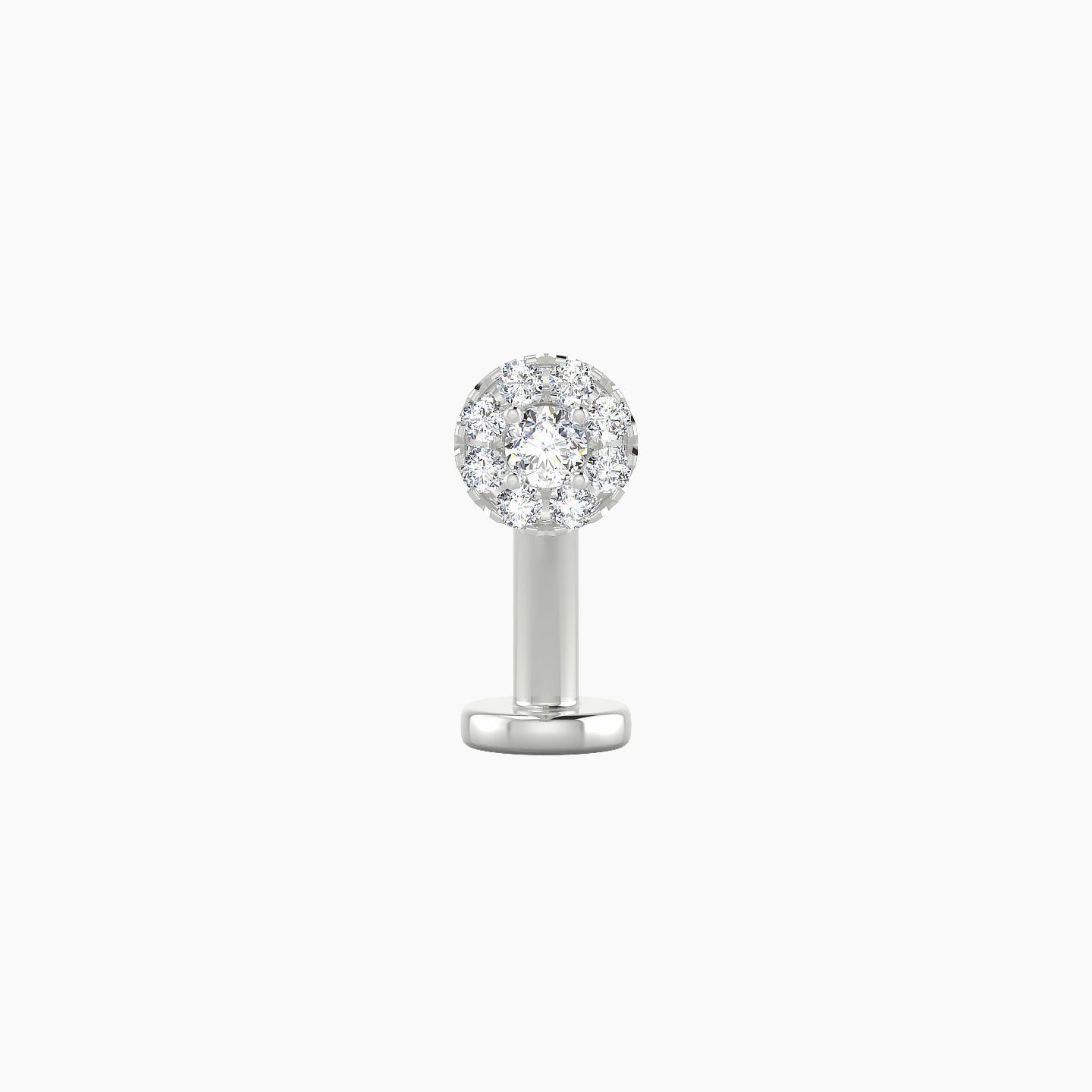 Eirene | 18k White Gold 5 mm 10 mm Halo Round Diamond Floating Navel Piercing