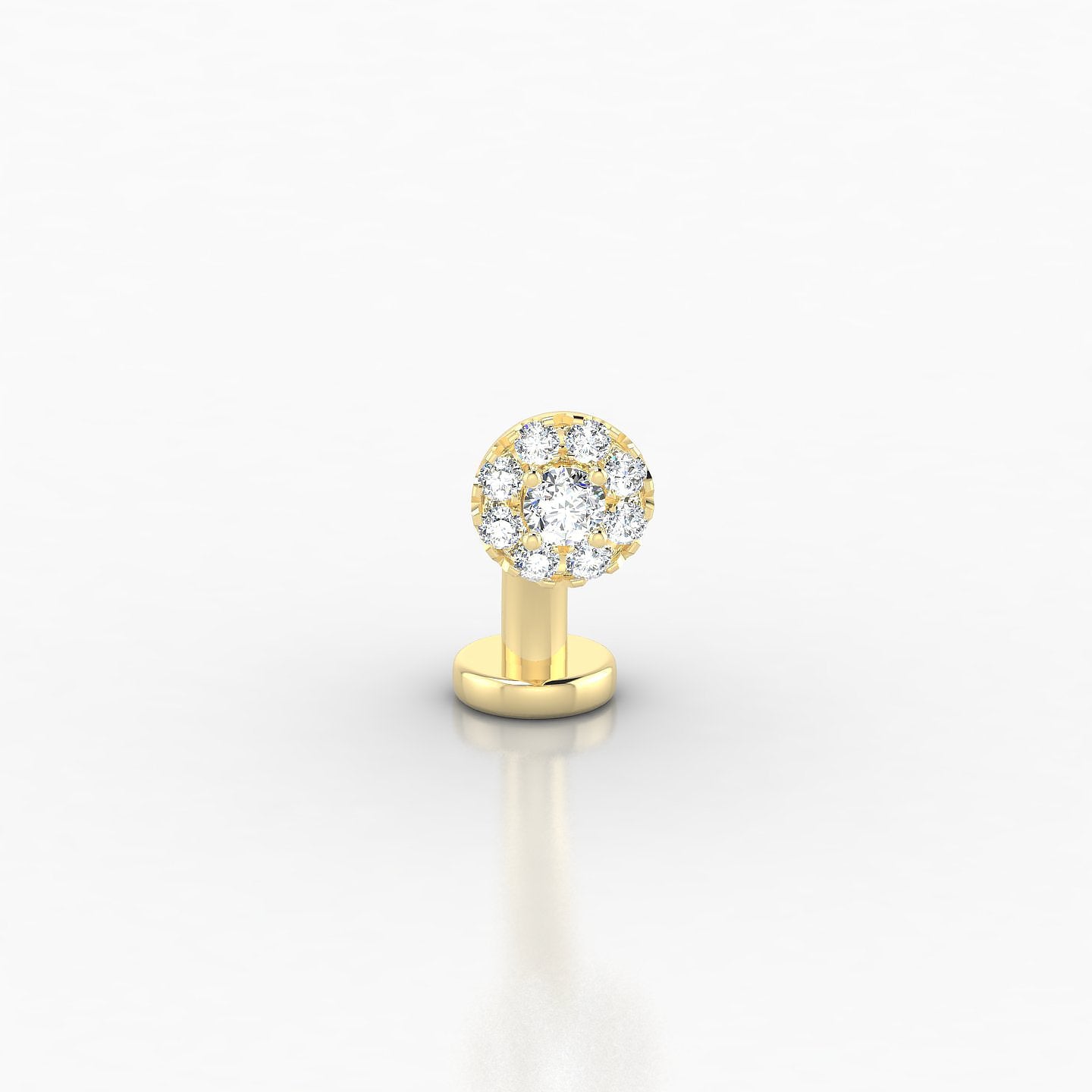 Eirene | 18k Yellow Gold 10 mm 5 mm Halo Round Diamond Floating Navel Piercing