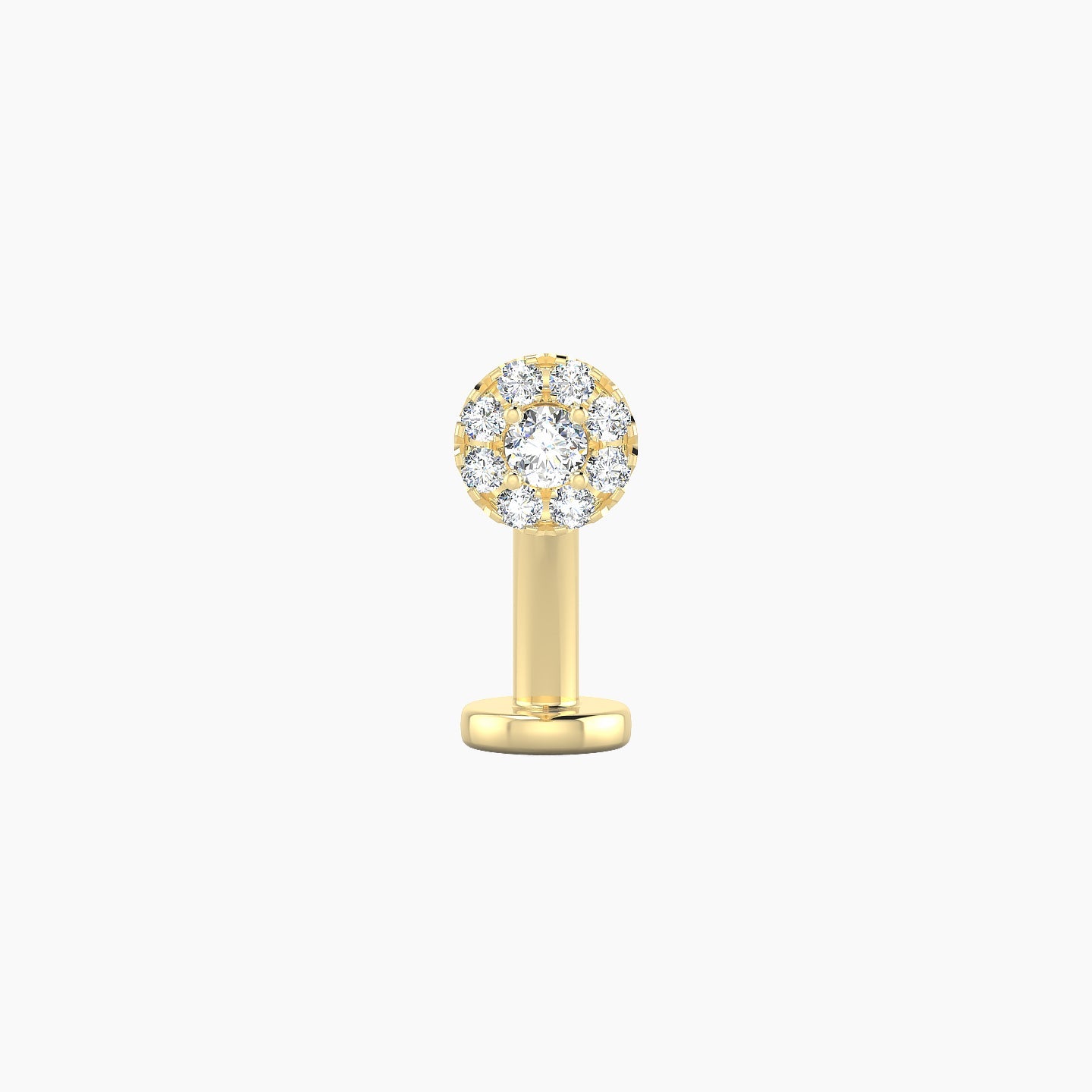 Eirene | 18k Yellow Gold 5 mm 10 mm Halo Round Diamond Floating Navel Piercing