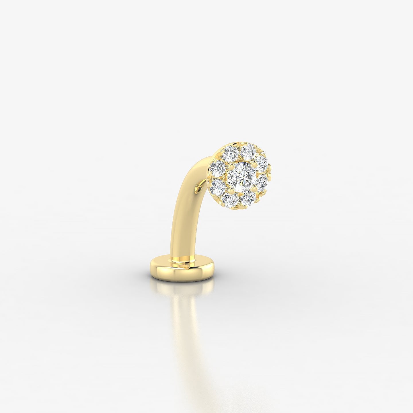 Eirene | 18k Yellow Gold 5 mm 10 mm Halo Round Diamond Floating Navel Piercing