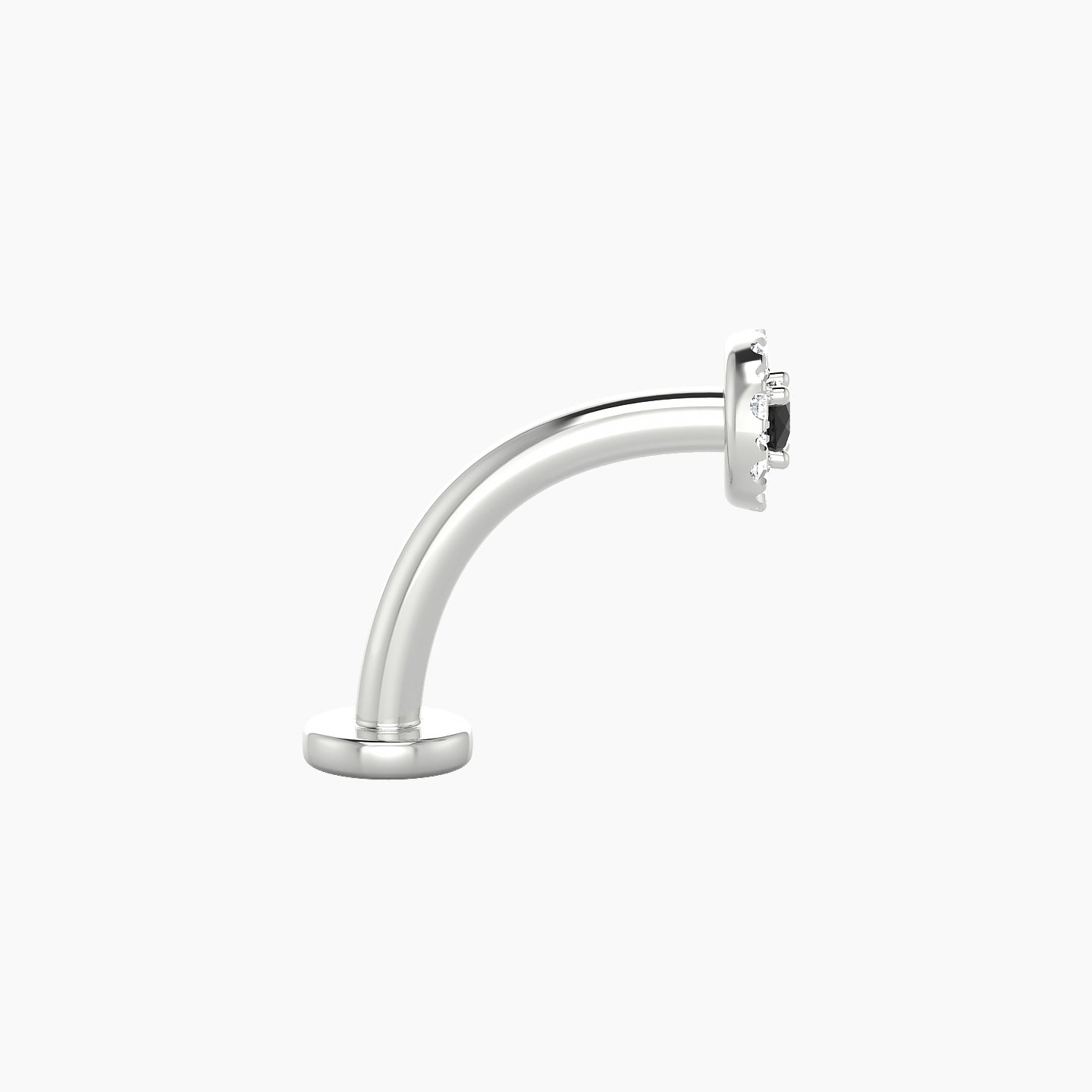 Eirene | 18k White Gold 10 mm 4.5 mm Halo Round Black Diamond & Diamond Floating Navel Piercing