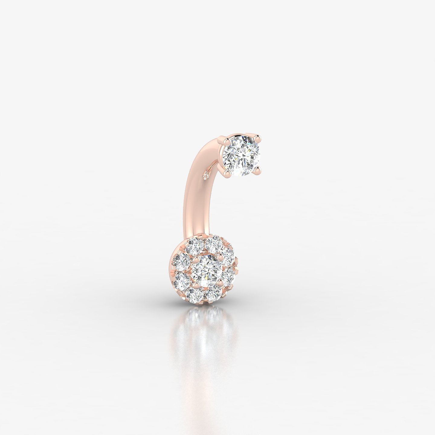 Eirene | 18k Rose Gold 10 mm 5 mm Halo Round Diamond Navel Piercing