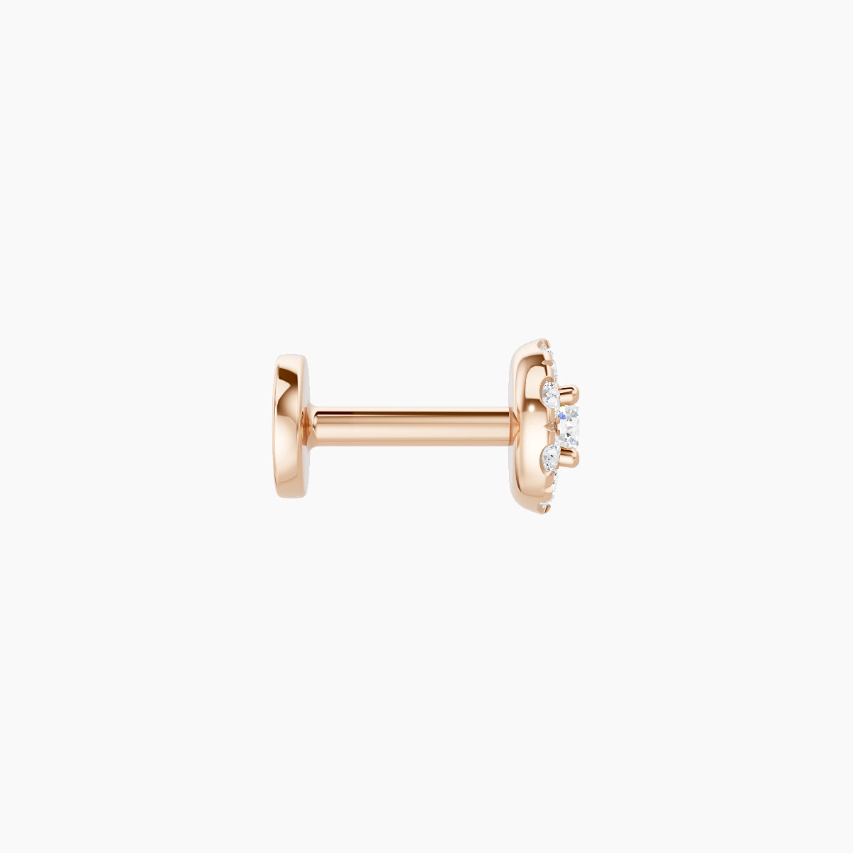 Eirene | 18k Rose Gold 4.5 mm 5 mm Halo Round Diamond Piercing