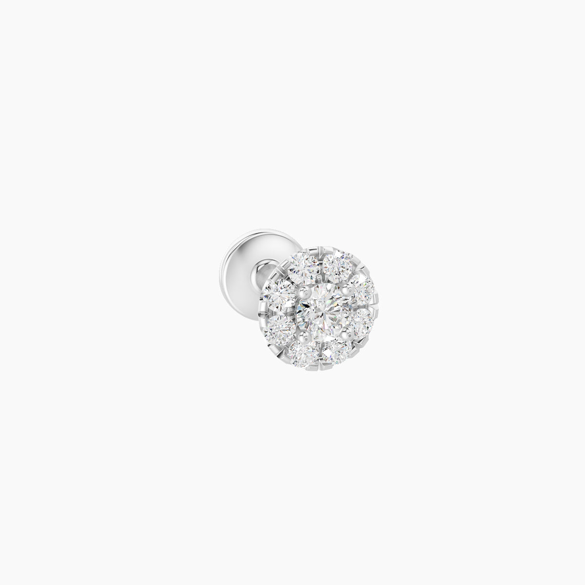 Eirene | 18k White Gold 4.5 mm 5 mm Halo Round Diamond Piercing