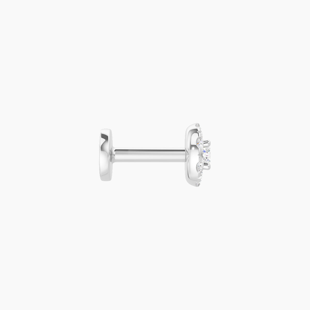 Eirene | 18k White Gold 4.5 mm 5 mm Halo Round Diamond Piercing