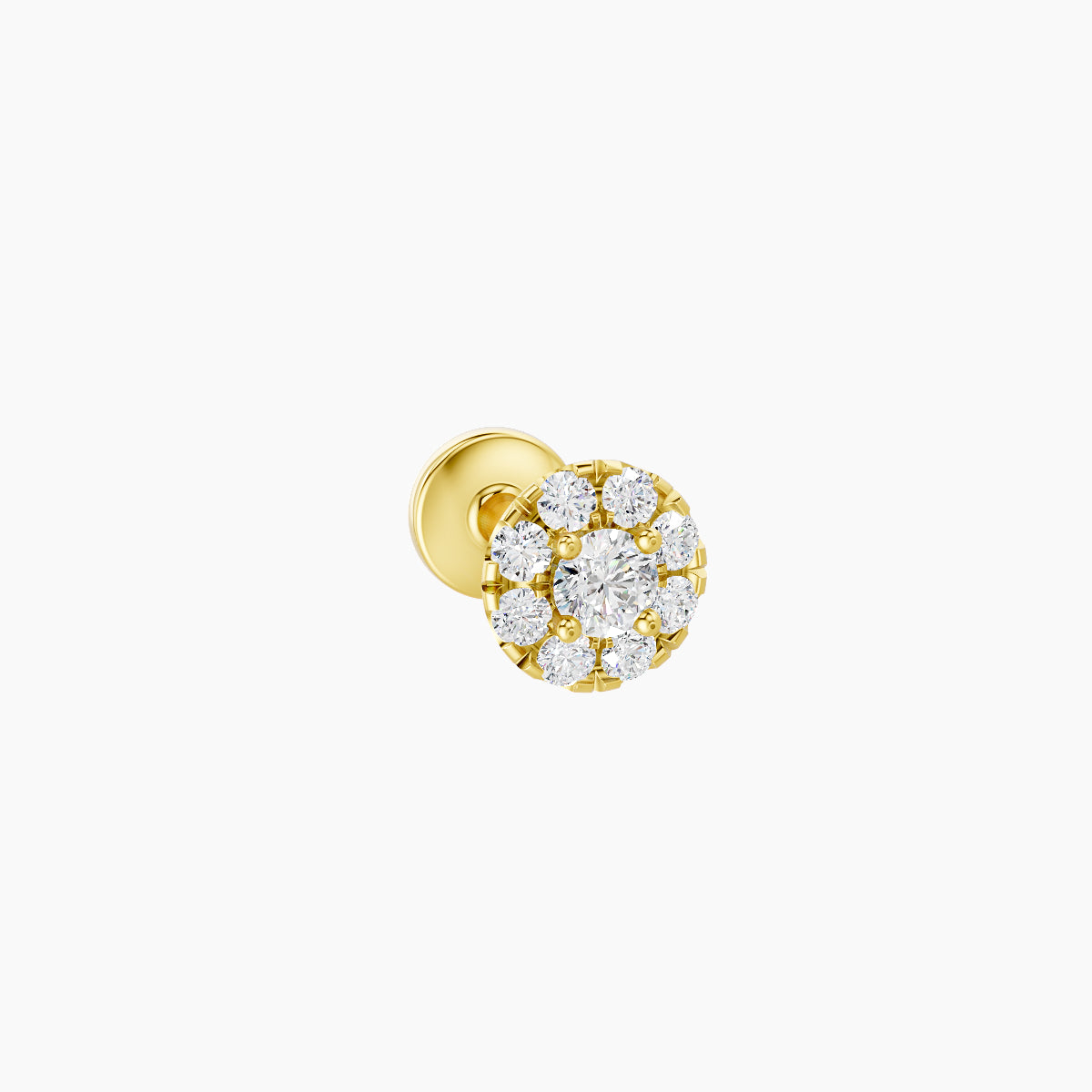 Eirene | 18k Yellow Gold 4.5 mm 5 mm Halo Round Diamond Piercing