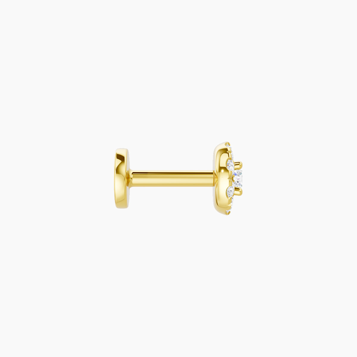 Eirene | 18k Yellow Gold 4.5 mm 5 mm Halo Round Diamond Piercing