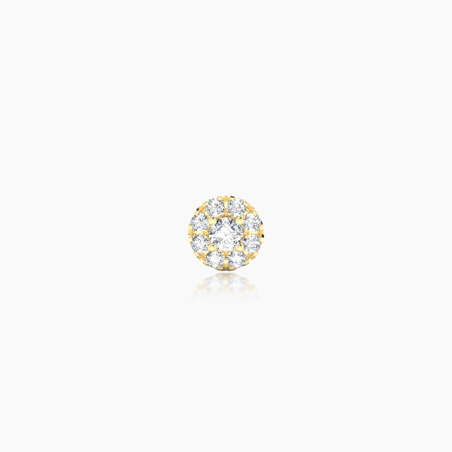 Eirene | 18k Yellow Gold 5 mm 5 mm Halo Round Diamond Piercing