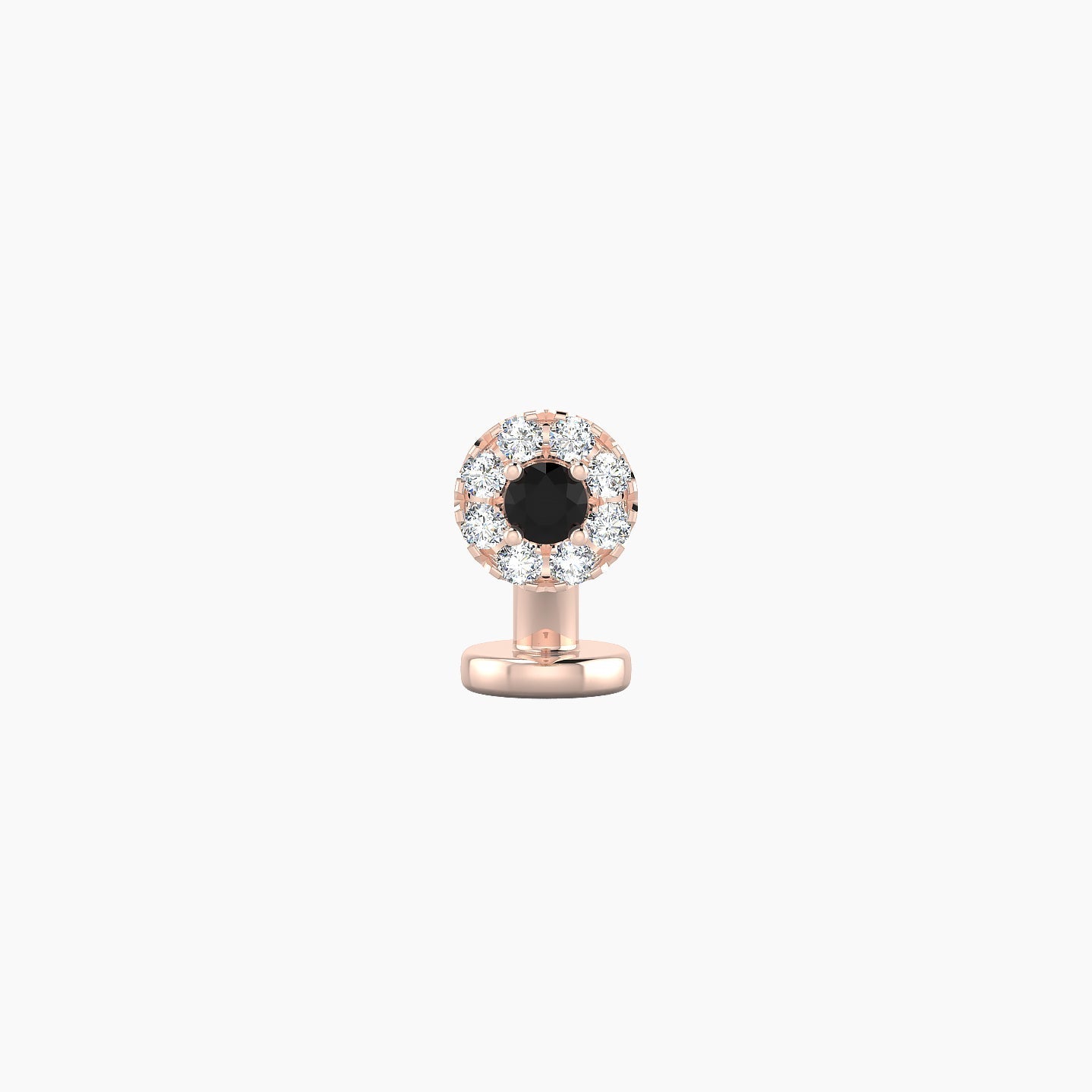 Eirene | 18k Rose Gold 6 mm 4.5 mm Halo Round Black Diamond & Diamond Floating Navel Piercing