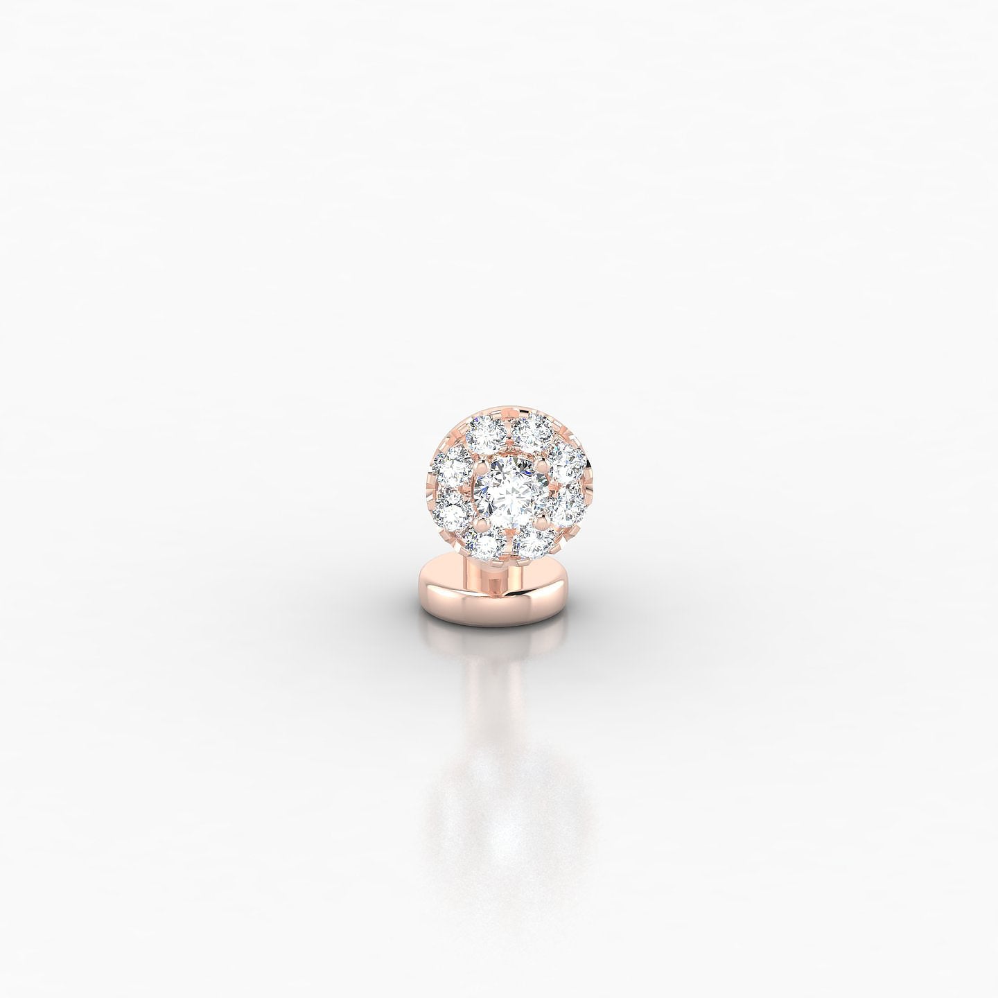 Eirene | 18k Rose Gold 6 mm 5 mm Halo Round Diamond Floating Navel Piercing