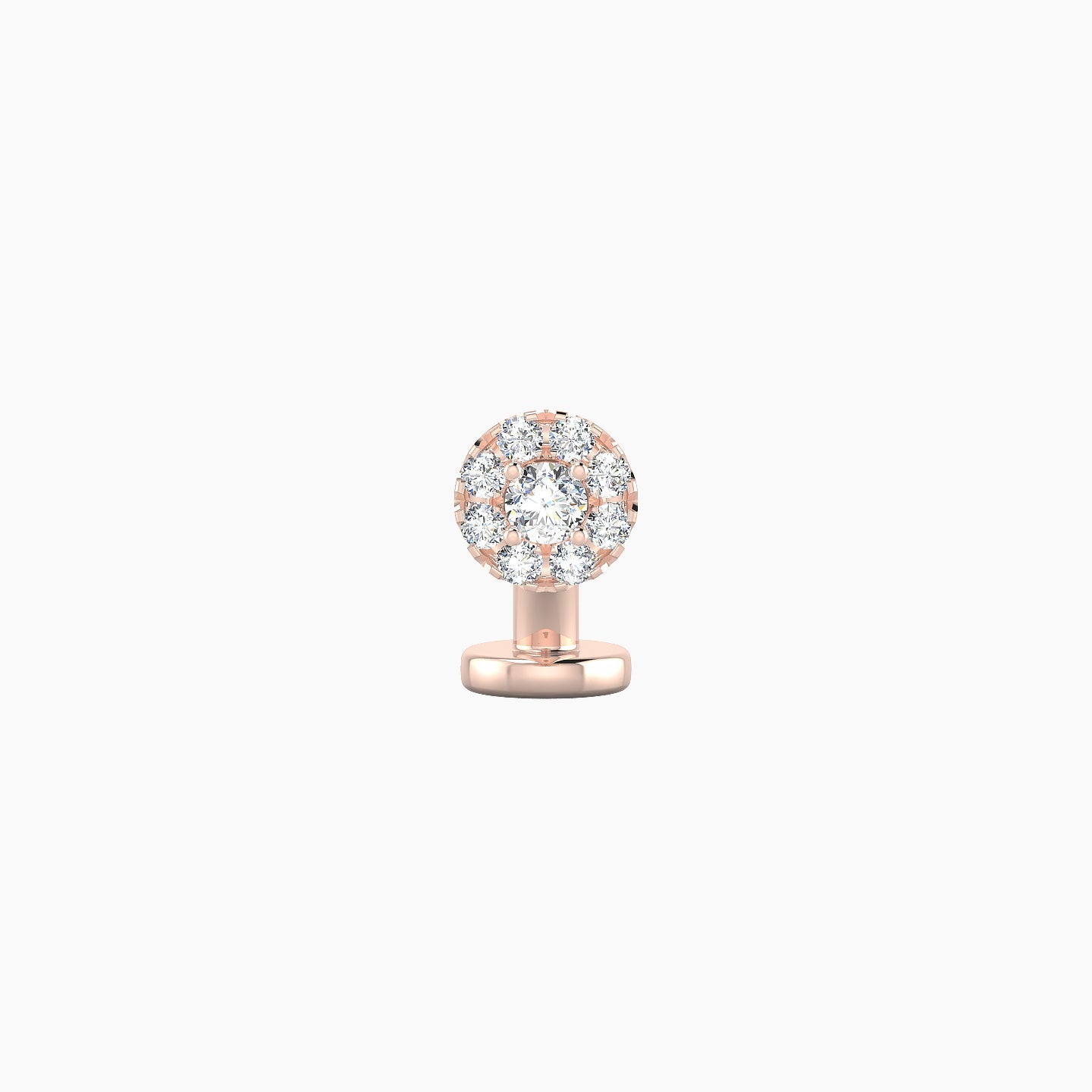 Eirene | 18k Rose Gold 5 mm 6 mm Halo Round Diamond Floating Navel Piercing